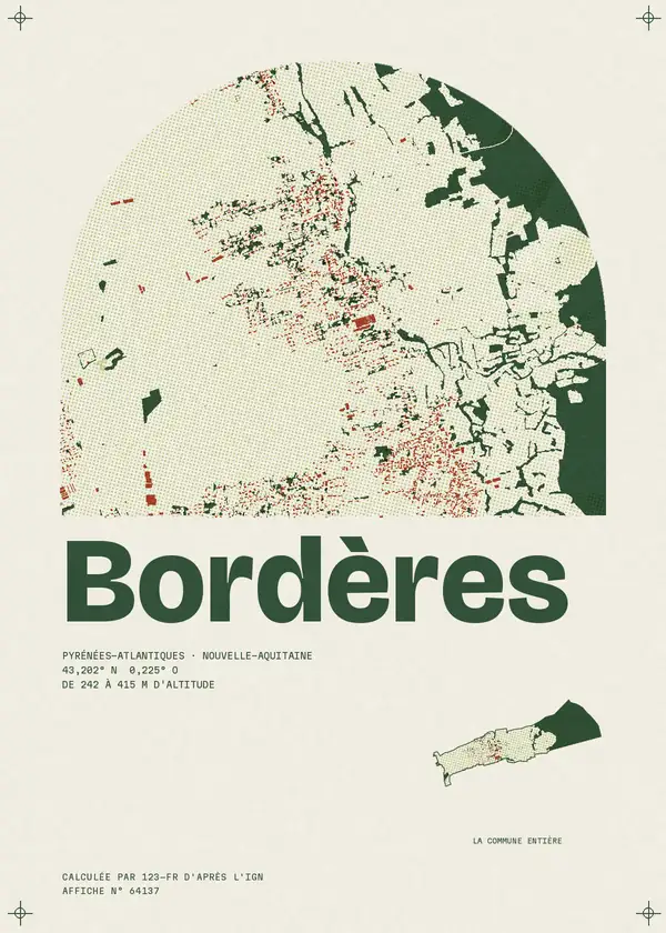 Affiche de Bordères, calculée par 123-fr d'après l'IGN