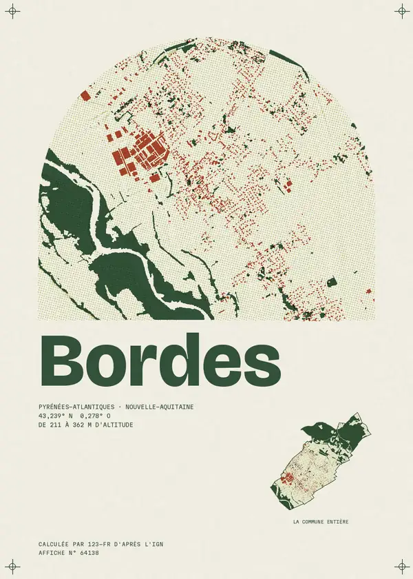 Affiche de Bordes, calculée par 123-fr d'après l'IGN