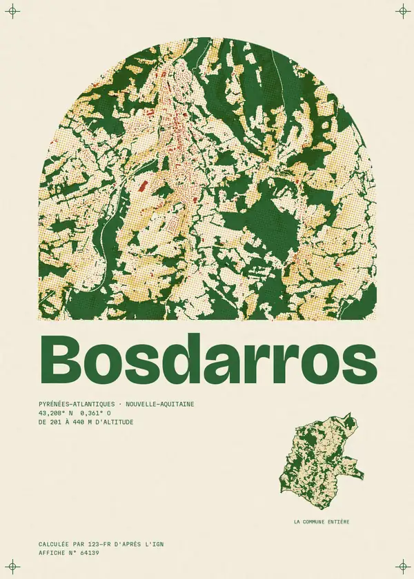 Affiche de Bosdarros, calculée par 123-fr d'après l'IGN