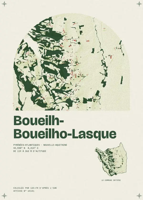 Affiche de Boueilh-Boueilho-Lasque, calculée par 123-fr d'après l'IGN