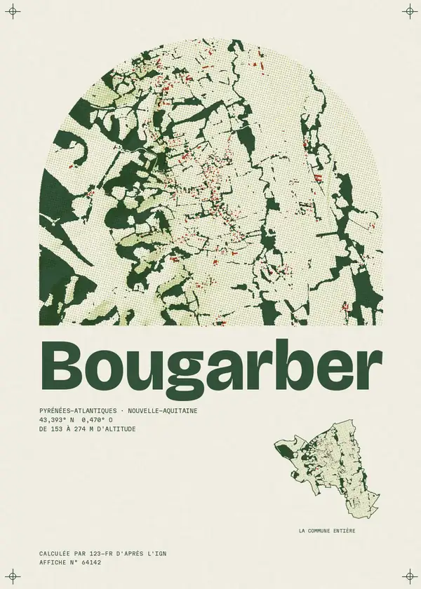 Affiche de Bougarber, calculée par 123-fr d'après l'IGN