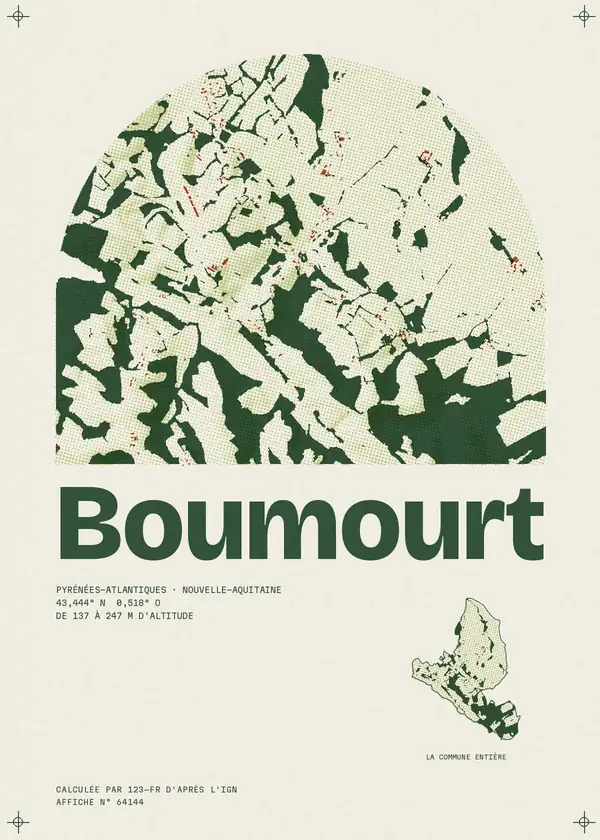Affiche de Boumourt, calculée par 123-fr d'après l'IGN