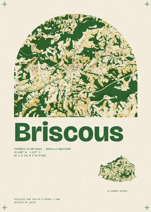 Affiche de Briscous, calculée par 123-fr d'après l'IGN