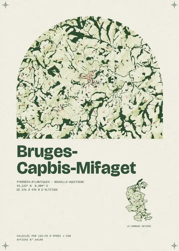 Affiche de Bruges-Capbis-Mifaget, calculée par 123-fr d'après l'IGN