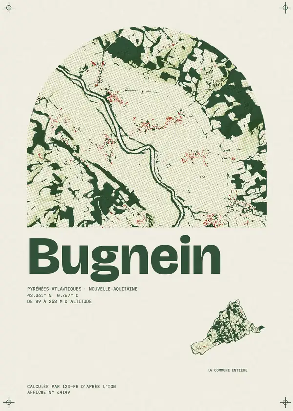 Affiche de Bugnein, calculée par 123-fr d'après l'IGN