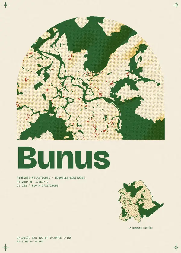 Affiche de Bunus, calculée par 123-fr d'après l'IGN