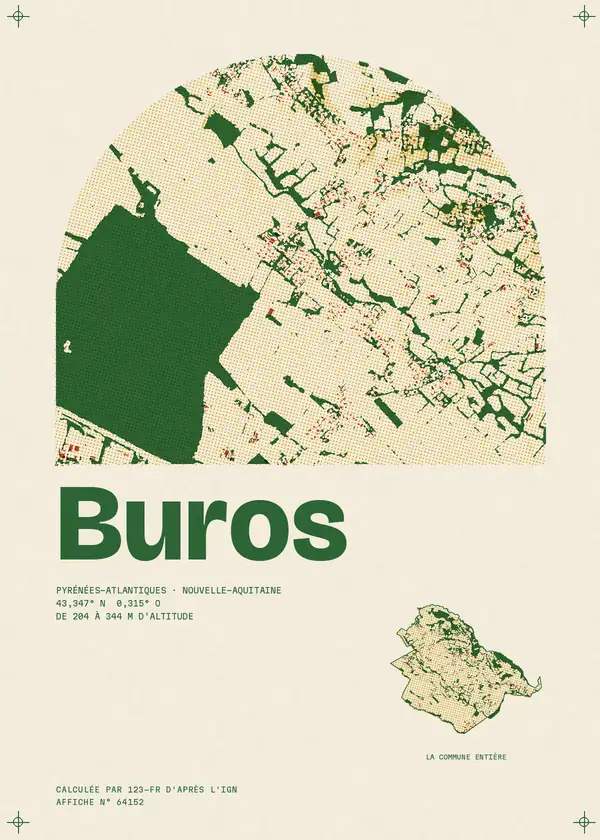 Affiche de Buros, calculée par 123-fr d'après l'IGN
