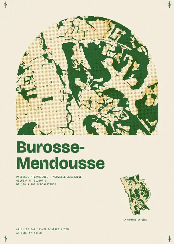 Affiche de Burosse-Mendousse, calculée par 123-fr d'après l'IGN