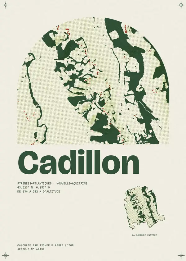 Affiche de Cadillon, calculée par 123-fr d'après l'IGN