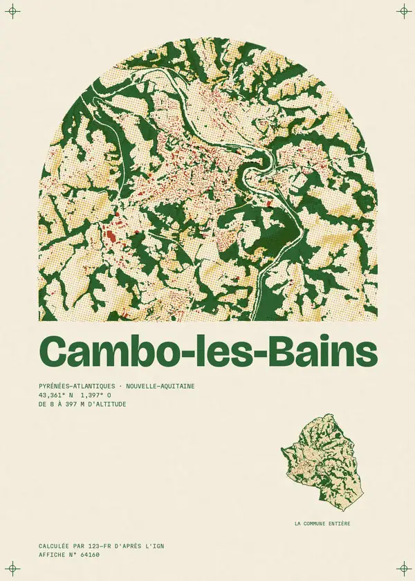 Affiche de Cambo-les-Bains, calculée par 123-fr d'après l'IGN