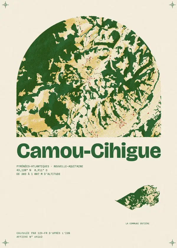 Affiche de Camou-Cihigue, calculée par 123-fr d'après l'IGN