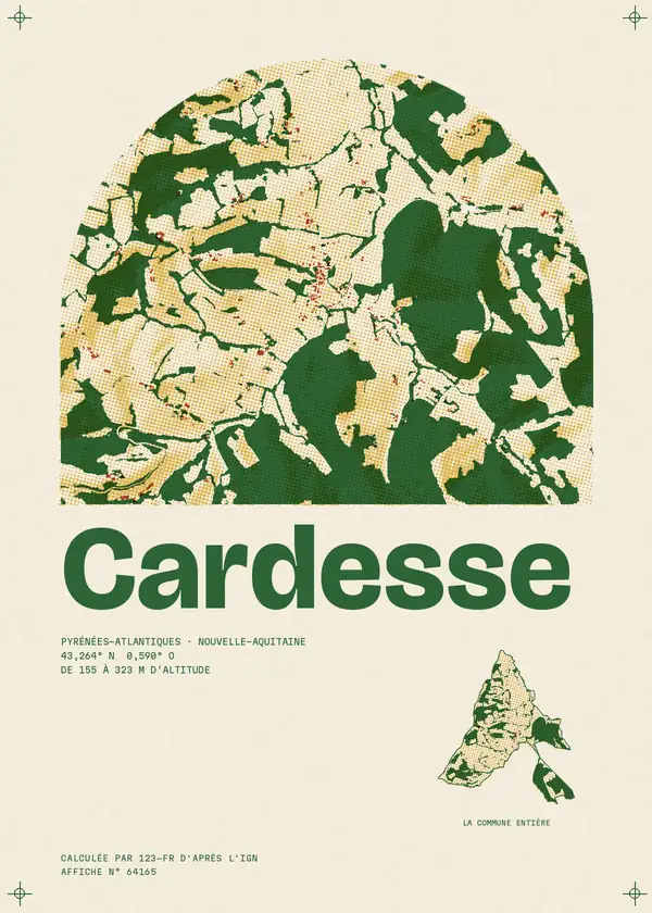 Affiche de Cardesse, calculée par 123-fr d'après l'IGN