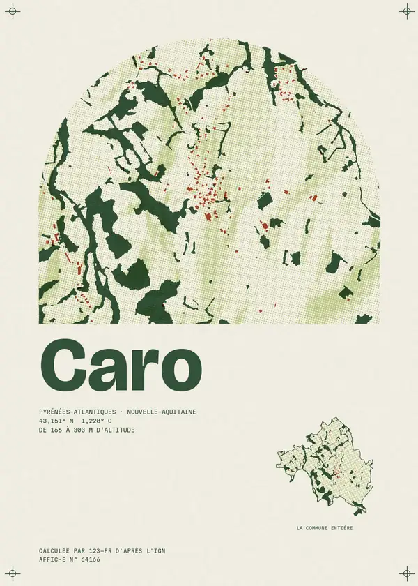 Affiche de Caro, calculée par 123-fr d'après l'IGN