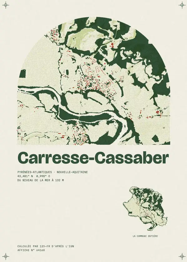Affiche de Carresse-Cassaber, calculée par 123-fr d'après l'IGN