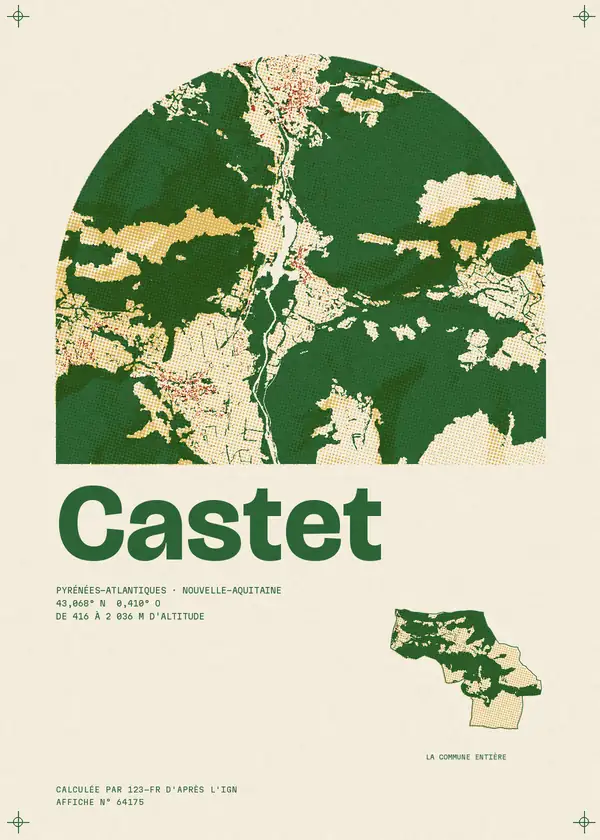 Affiche de Castet, calculée par 123-fr d'après l'IGN