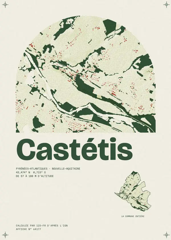 Affiche de Castétis, calculée par 123-fr d'après l'IGN