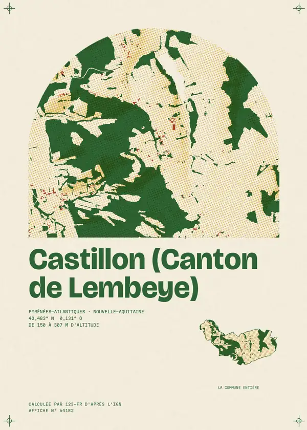 Affiche de Castillon (Canton de Lembeye), calculée par 123-fr d'après l'IGN