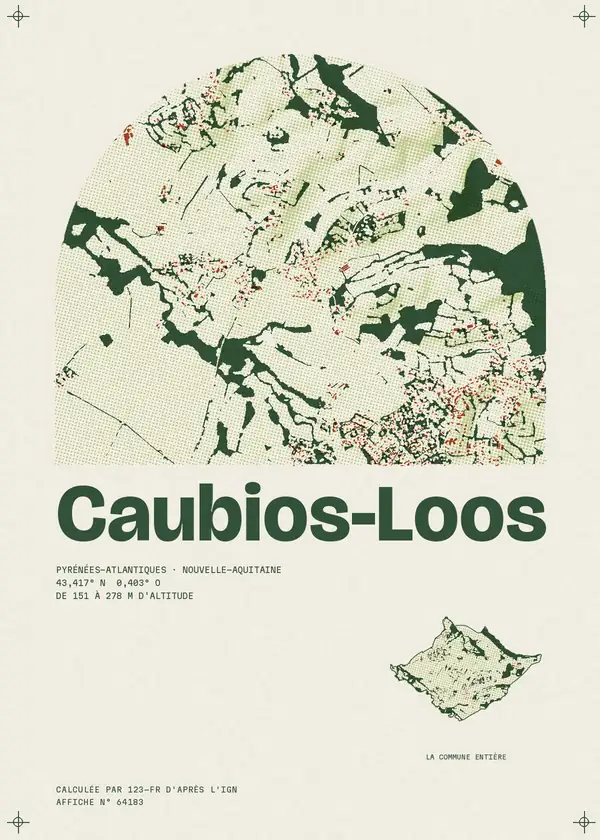 Affiche de Caubios-Loos, calculée par 123-fr d'après l'IGN