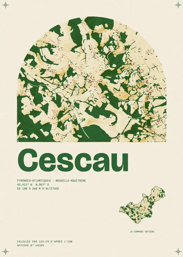 Affiche de Cescau, calculée par 123-fr d'après l'IGN
