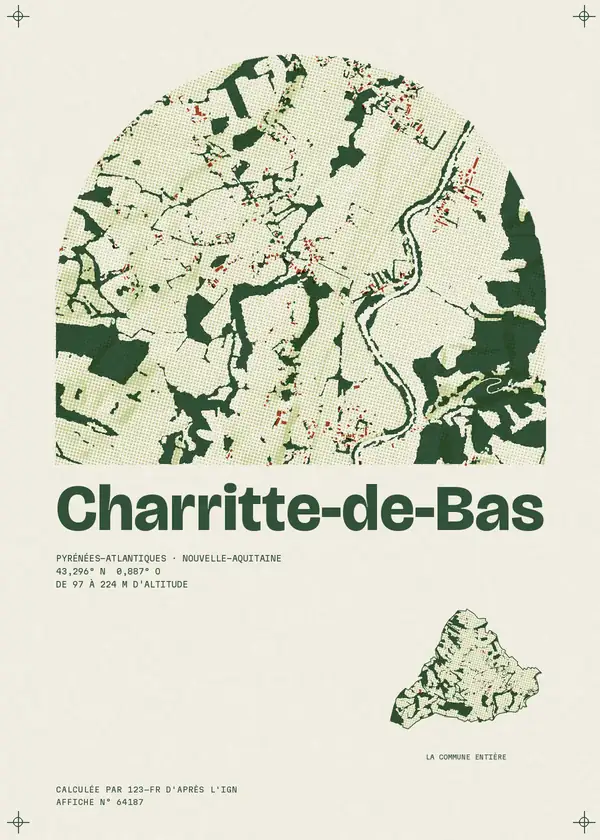 Affiche de Charritte-de-Bas, calculée par 123-fr d'après l'IGN