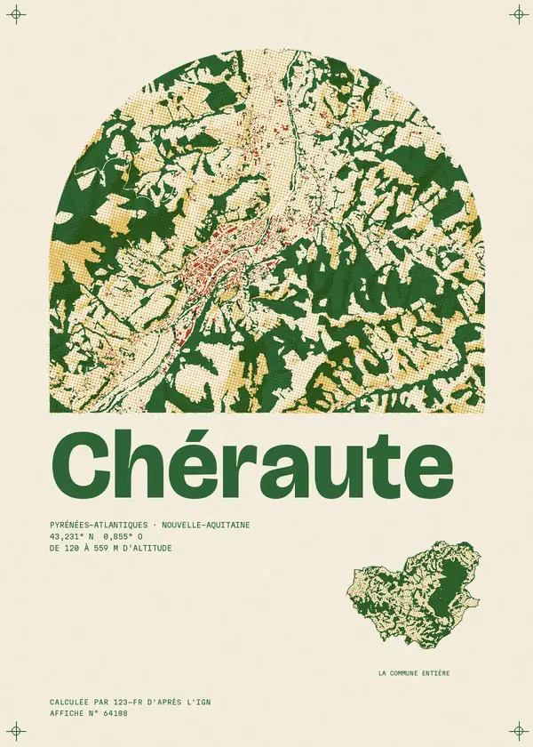 Affiche de Chéraute, calculée par 123-fr d'après l'IGN