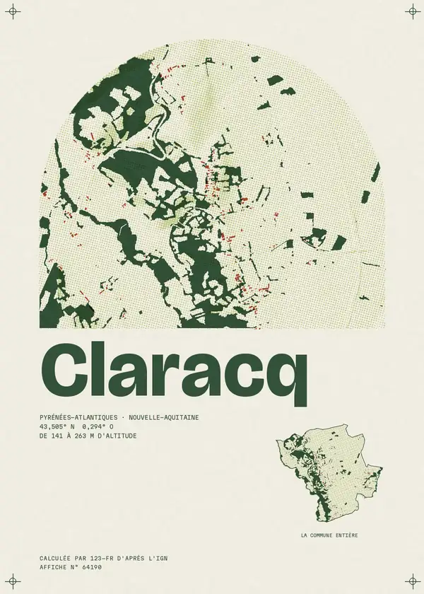 Affiche de Claracq, calculée par 123-fr d'après l'IGN