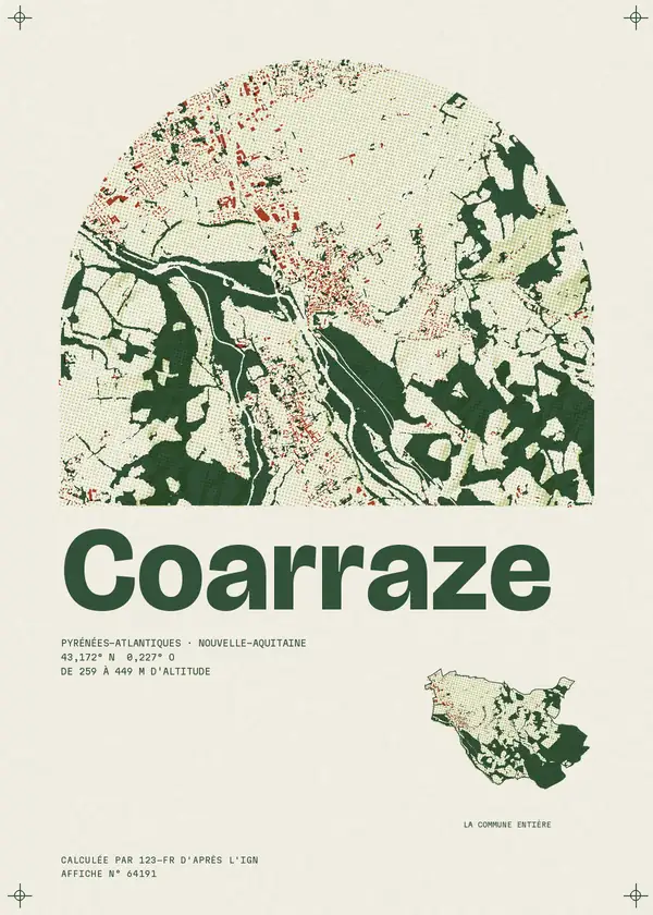 Affiche de Coarraze, calculée par 123-fr d'après l'IGN