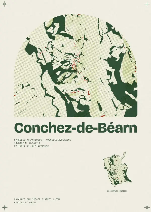 Affiche de Conchez-de-Béarn, calculée par 123-fr d'après l'IGN