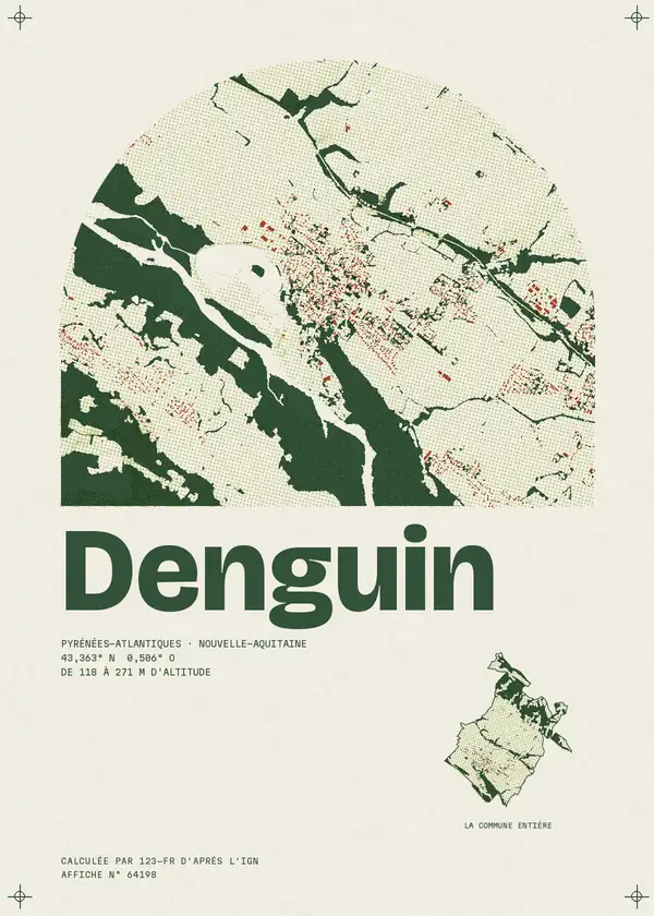 Affiche de Denguin, calculée par 123-fr d'après l'IGN