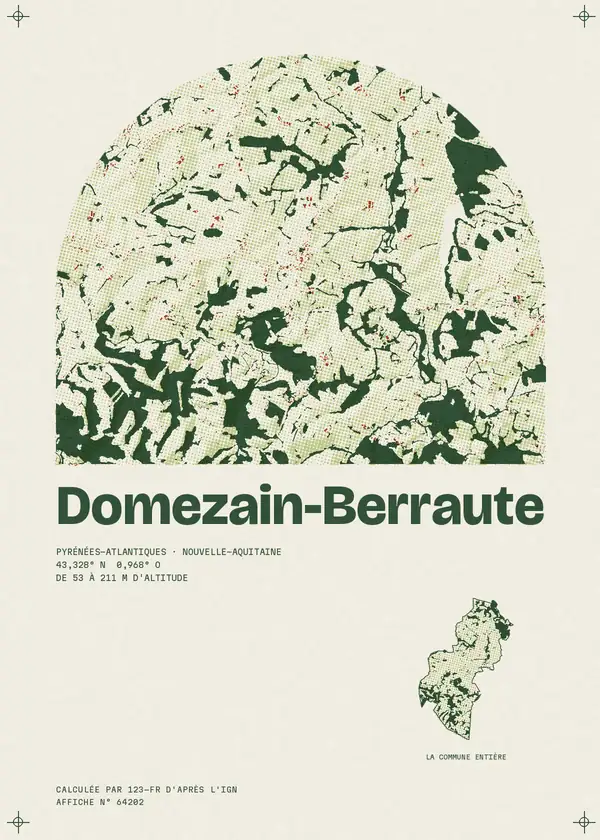 Affiche de Domezain-Berraute, calculée par 123-fr d'après l'IGN