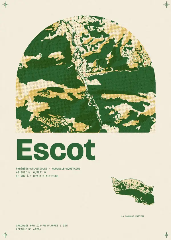 Affiche de Escot, calculée par 123-fr d'après l'IGN
