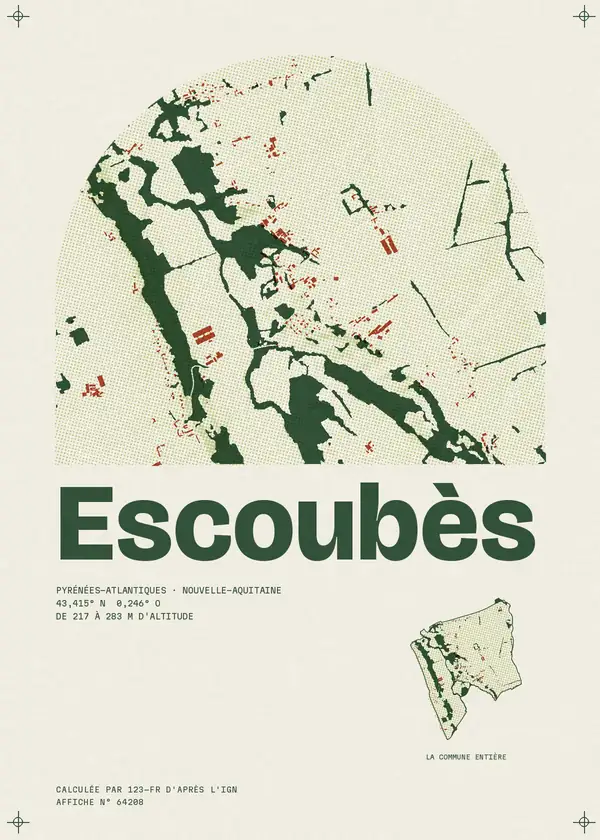 Affiche de Escoubès, calculée par 123-fr d'après l'IGN