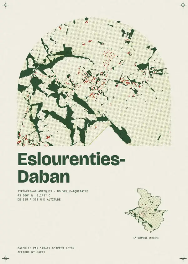 Affiche de Eslourenties-Daban, calculée par 123-fr d'après l'IGN