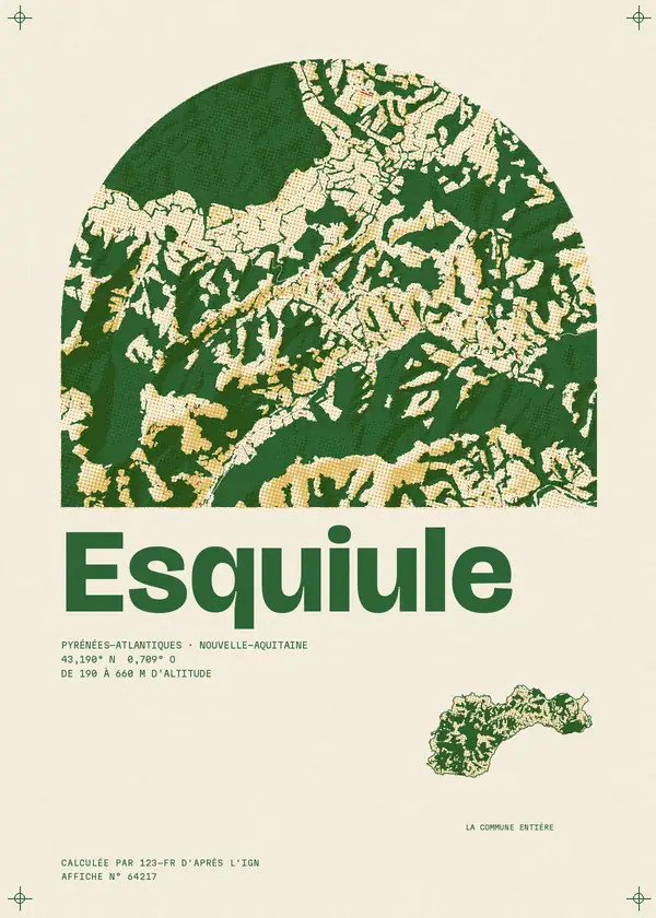 Affiche de Esquiule, calculée par 123-fr d'après l'IGN