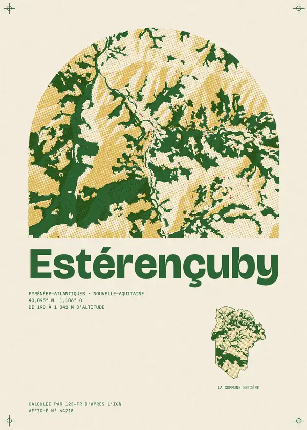 Affiche de Estérençuby, calculée par 123-fr d'après l'IGN