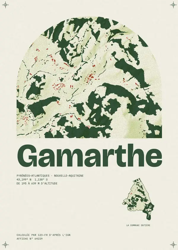 Affiche de Gamarthe, calculée par 123-fr d'après l'IGN