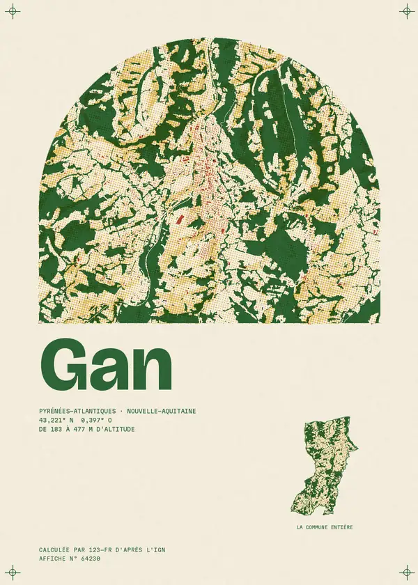 Affiche de Gan, calculée par 123-fr d'après l'IGN