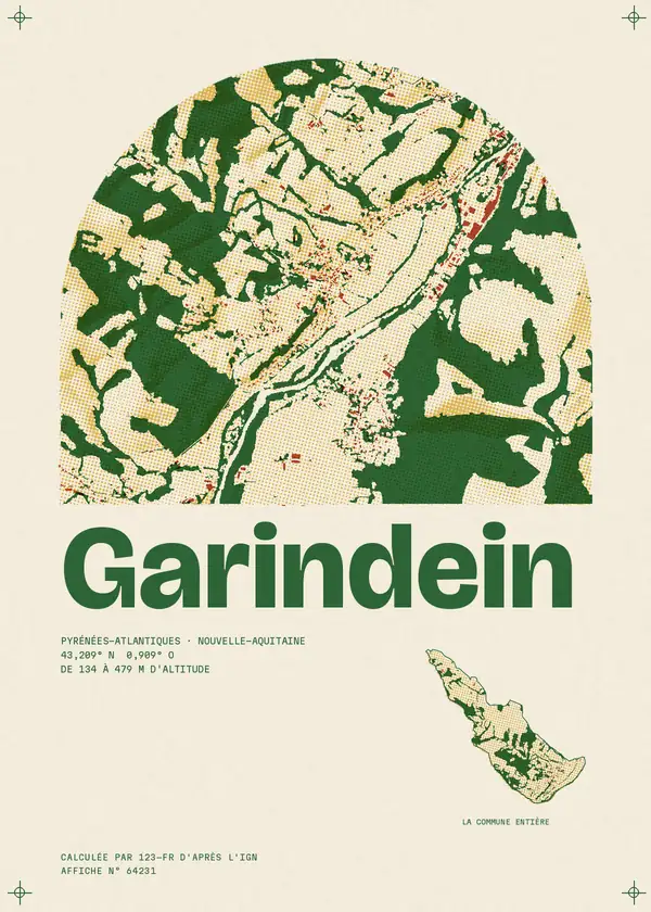 Affiche de Garindein, calculée par 123-fr d'après l'IGN