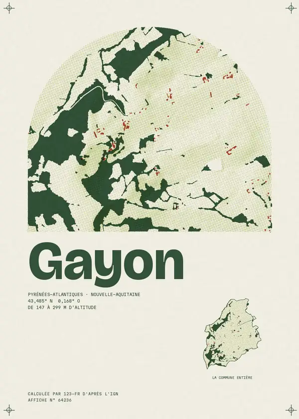 Affiche de Gayon, calculée par 123-fr d'après l'IGN