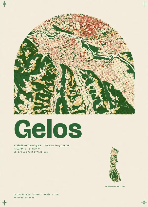 Affiche de Gelos, calculée par 123-fr d'après l'IGN