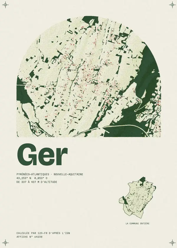 Affiche de Ger, calculée par 123-fr d'après l'IGN