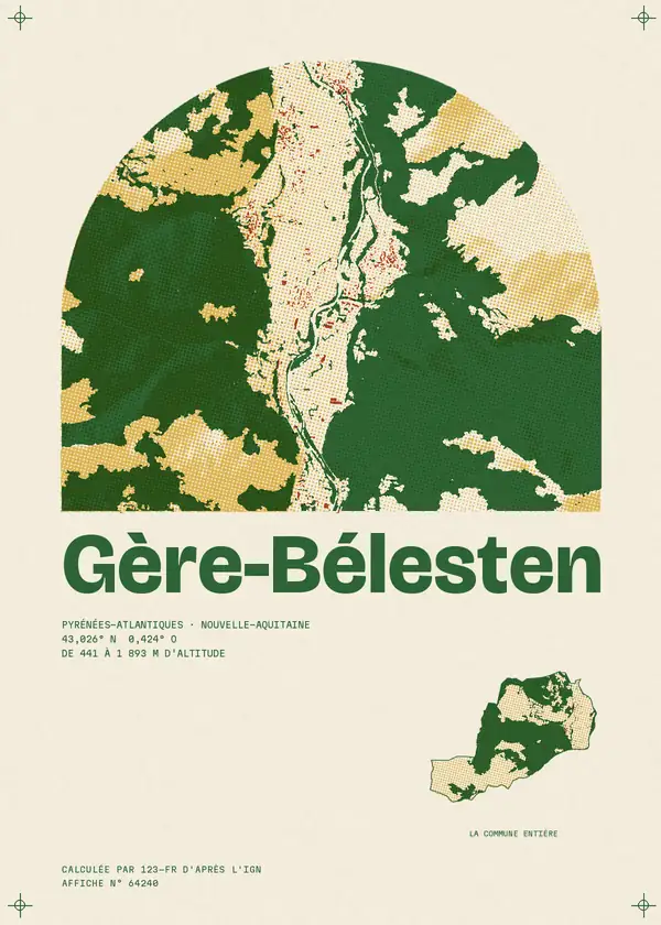 Affiche de Gère-Bélesten, calculée par 123-fr d'après l'IGN