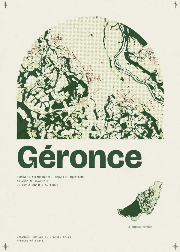 Affiche de Géronce, calculée par 123-fr d'après l'IGN