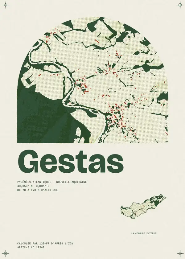 Affiche de Gestas, calculée par 123-fr d'après l'IGN