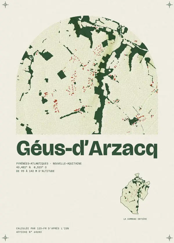 Affiche de Géus-d'Arzacq, calculée par 123-fr d'après l'IGN