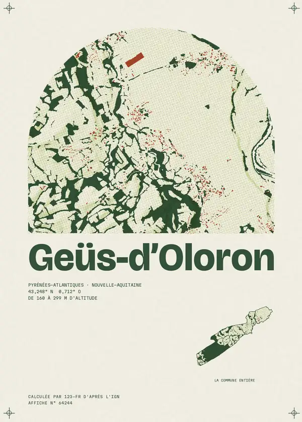 Affiche de Geüs-d'Oloron, calculée par 123-fr d'après l'IGN