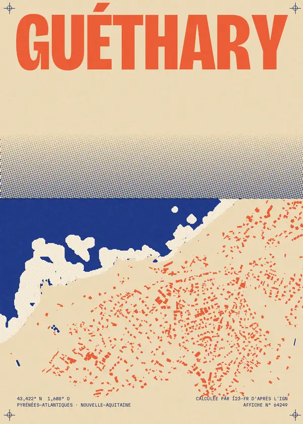 Affiche de Guéthary, calculée par 123-fr d'après l'IGN