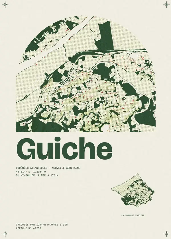 Affiche de Guiche, calculée par 123-fr d'après l'IGN