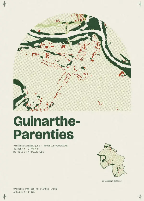 Affiche de Guinarthe-Parenties, calculée par 123-fr d'après l'IGN