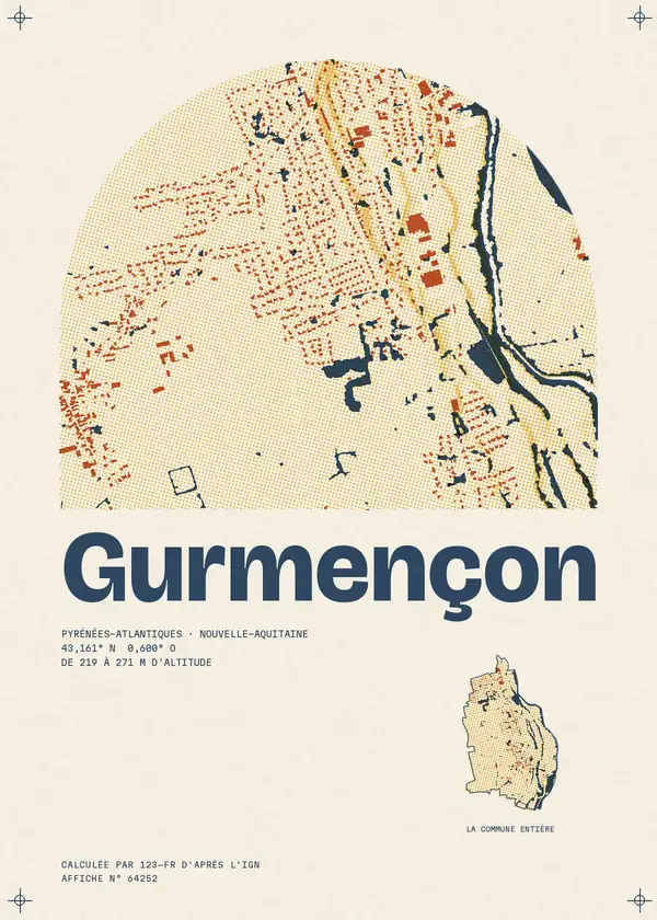 Affiche de Gurmençon, calculée par 123-fr d'après l'IGN